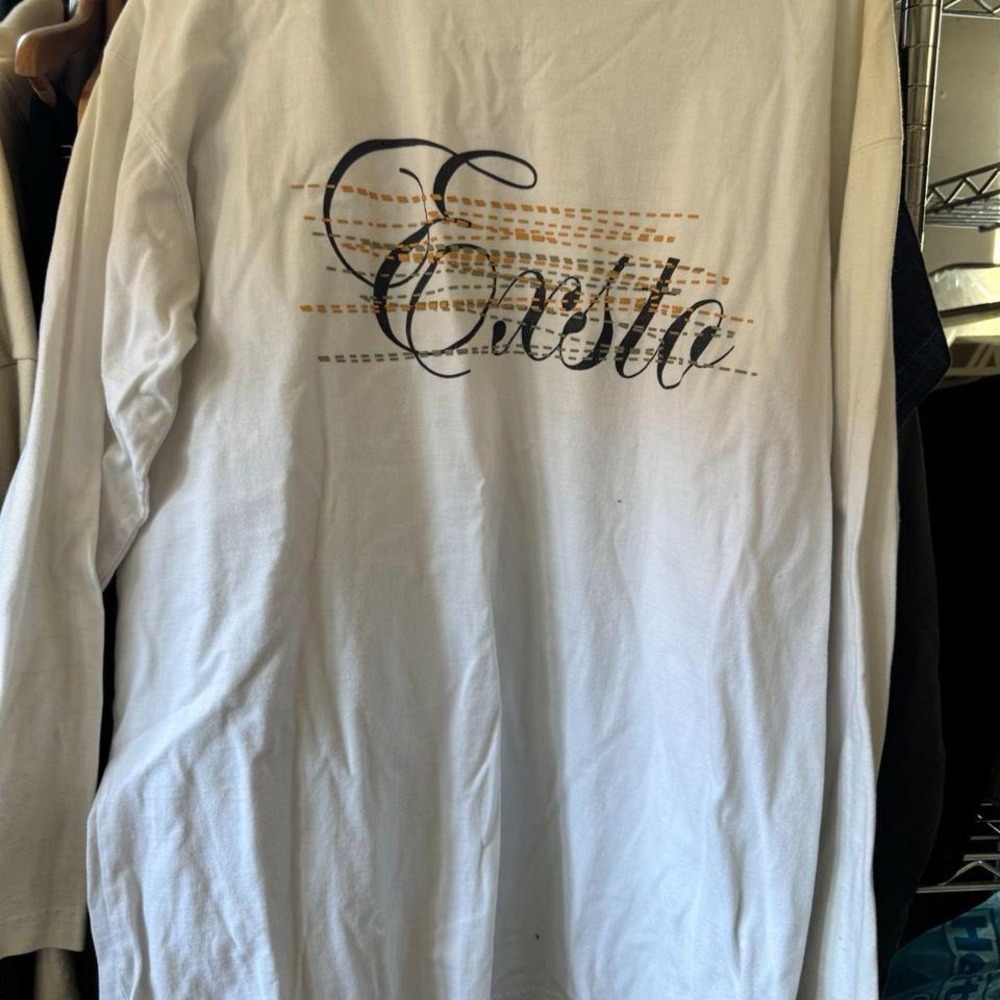 Vintage Exsto Mens Long Sleeve Graphic T-Shirt White Y2K Streetwear Size L